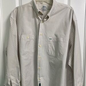 VTG 80s Forenza White and gray stripped Long Sleeve Button Up Shirt Size L